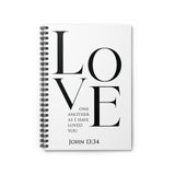 Faith Culture - Love One Another - John 13:34 - Christian Spiral Notebook - Ruled Line One Size