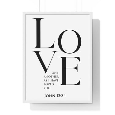 Faith Culture - Love One Another - John 13:34 - Christian Wall Art 18″ x 24″ White