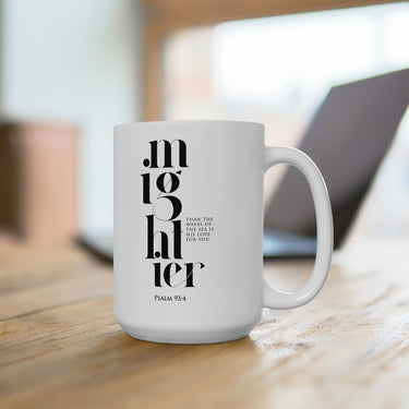 Faith Culture - Mightier Than the Waves Psalm 93:4 Accent Coffee Mug - Christian Ceramic, 15oz 15oz