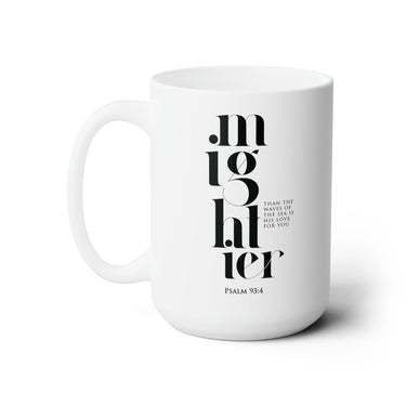 Faith Culture - Mightier Than the Waves Psalm 93:4 Accent Coffee Mug - Christian Ceramic, 15oz