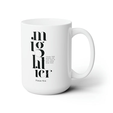Faith Culture - Mightier Than the Waves Psalm 93:4 Accent Coffee Mug - Christian Ceramic, 15oz