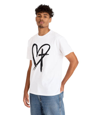 My Heart and the Cross Unisex Heavy Cotton Tee White