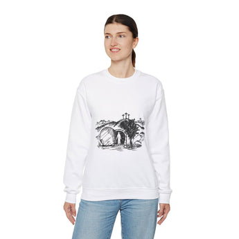Faith Culture - Open Tomb - Christian Unisex Heavy Blend⢠Crewneck Sweatshirt White