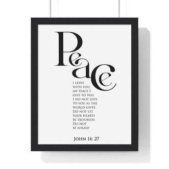 Faith Culture - Peace Be With You - John 14:27 - Christian Wall Art 11″ x 14″ Black