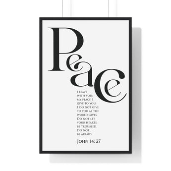 Faith Culture - "Peace I Leave with You" - John 14:27 Christian Vertical Framed Wall Art 24″ x 36″ Black
