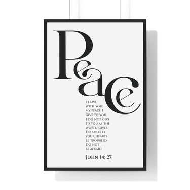 Faith Culture - "Peace I Leave with You" - John 14:27 Christian Vertical Framed Wall Art 24″ x 36″ Black