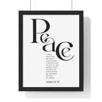 Faith Culture - "Peace I Leave with You" - John 14:27 Christian Vertical Framed Wall Art 11″ x 14″ Black