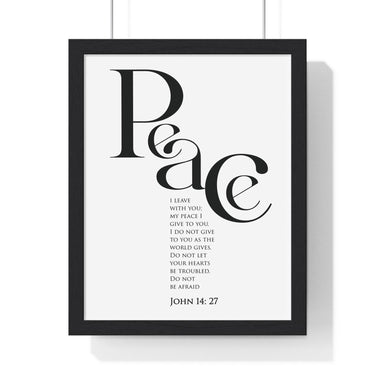 Faith Culture - "Peace I Leave with You" - John 14:27 Christian Vertical Framed Wall Art 11″ x 14″ Black