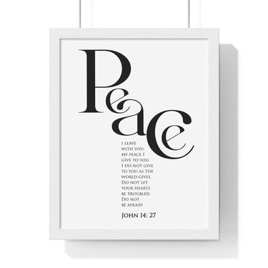 Faith Culture - "Peace I Leave with You" - John 14:27 Christian Vertical Framed Wall Art 11″ x 14″ White