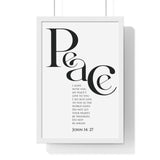 Faith Culture - "Peace I Leave with You" - John 14:27 Christian Vertical Framed Wall Art 12″ x 18″ White
