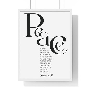 Faith Culture - "Peace I Leave with You" - John 14:27 Christian Vertical Framed Wall Art 18″ x 24″ White