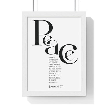 Faith Culture - "Peace I Leave with You" - John 14:27 Christian Vertical Framed Wall Art 8" x 11" White