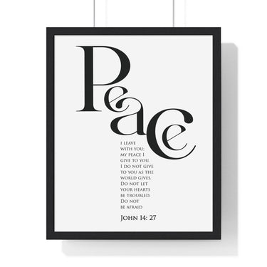 Faith Culture - "Peace I Leave with You" - John 14:27 Christian Vertical Framed Wall Art 16" x 20" Black