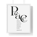 Faith Culture - "Peace I Leave with You" - John 14:27 Christian Vertical Framed Wall Art 16" x 20" White