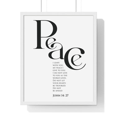 Faith Culture - "Peace I Leave with You" - John 14:27 Christian Vertical Framed Wall Art 16" x 20" White