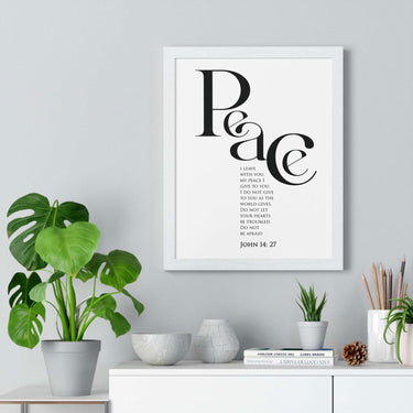 Faith Culture - "Peace I Leave with You" - John 14:27 Christian Vertical Framed Wall Art