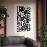 Faith Culture - Philippians 4:13 Poster - Christian Wall Art - I Can Do All Things Decor 36" x 54" Matte