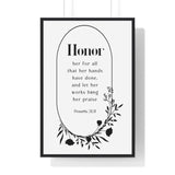 Faith Culture - Praise of Excellence - Proverbs 31:31 - Christian Wall Art 24″ x 36″ Black