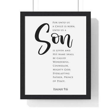 Faith Culture - Prince of Peace - Isaiah 9:6 - Christian Wall Art 11″ x 14″ Black