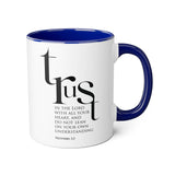 Faith Culture - Proverbs 3:5 - Christian Accent Coffee Mug (11oz) Blue 11oz