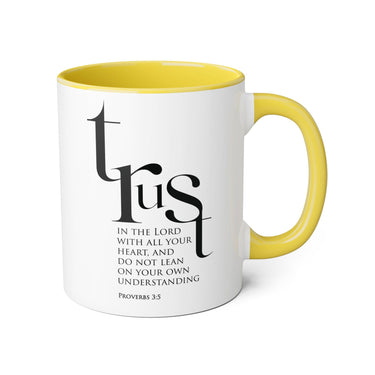 Faith Culture - Proverbs 3:5 - Christian Accent Coffee Mug (11oz) Yellow 11oz