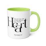Faith Culture - Proverbs 3:5 - Christian Accent Coffee Mug (11oz) Light Green 11oz