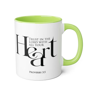 Faith Culture - Proverbs 3:5 - Christian Accent Coffee Mug (11oz) Light Green 11oz