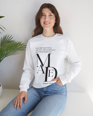 Faith Culture - Psalm 139:14 - Christian Unisex Heavy Blend™ Crewneck Sweatshirt White