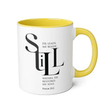 Faith Culture - Psalm 23:2 - Christian Accent Coffee Mug (11oz) Yellow 11oz