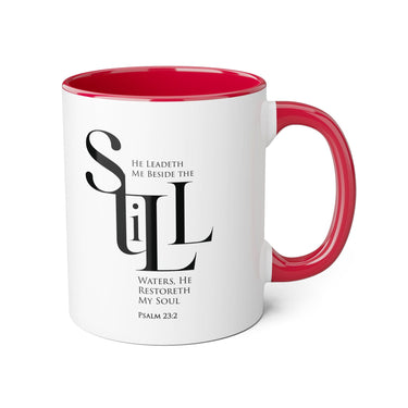 Faith Culture - Psalm 23:2 - Christian Accent Coffee Mug (11oz) Red 11oz