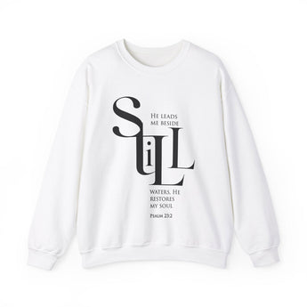 Faith Culture - Psalm 23:2 - Christian Unisex Heavy Blend⢠Crewneck Sweatshirt White