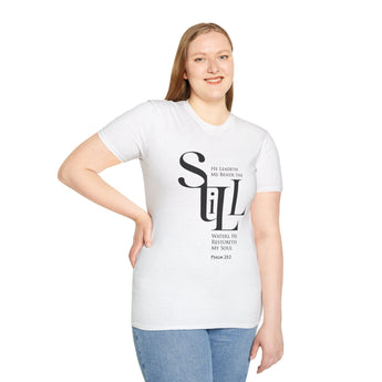 Faith Culture - Psalm 23:2 - Christian Unisex Softstyle T-Shirt White