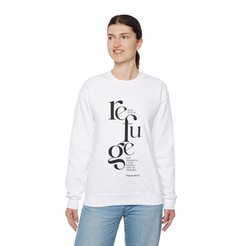 Faith Culture - Psalm 46:1-2 - Christian Unisex Heavy Blend⢠Crewneck Sweatshirt White