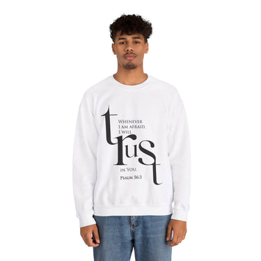 Faith Culture - Psalm 56:3 - Christian Unisex Heavy Blend™ Crewneck Sweatshirt White