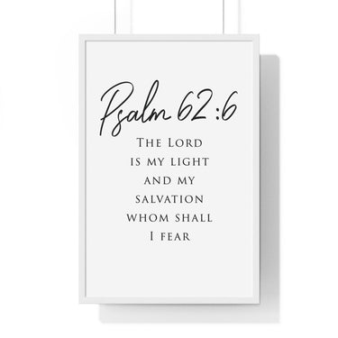 Faith Culture - Rock of Salvation - Psalm 62:6 - Christian Wall Art 20" x 30" White