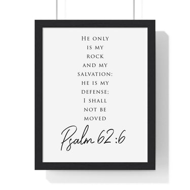 Faith Culture - Rock of Salvation - Psalm 62:6 - Christian Wall Art 11″ x 14″ Black