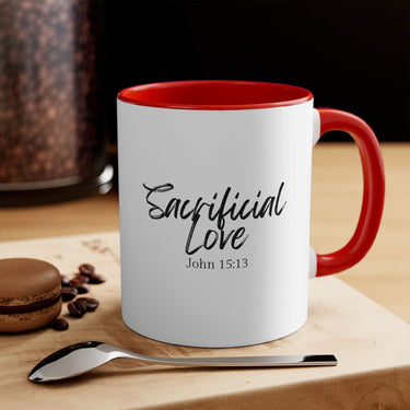 Faith Culture - Sacrificial Love - John 15:13 Christian Accent Coffee Mug 11oz Red