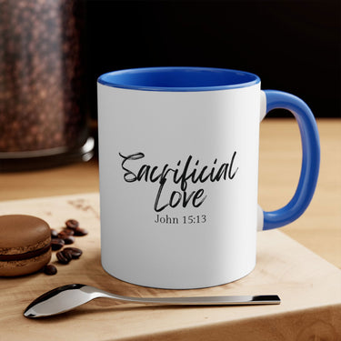 Faith Culture - Sacrificial Love - John 15:13 Christian Accent Coffee Mug 11oz Blue