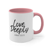Faith Culture - Sacrificial Love - John 15:13 Christian Accent Coffee Mug 11oz Pink