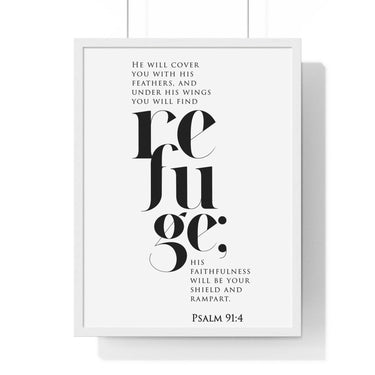 Sheltered Wings - Psalm 91:4 - Christian Wall Art 18″ x 24″ White