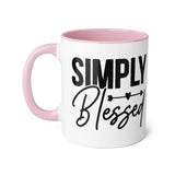 Faith Culture - Simply Blessed - Christian Thanksgiving Accent Mug, 11oz Pink 11oz