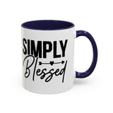 Faith Culture - Simply Blessed Christian Thanksgiving Accent Coffee Mug, 11oz and 15oz 11oz Navy