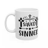Faith Culture - Sinner Saved By Grace - Christian Ceramic Coffee Mug 11oz