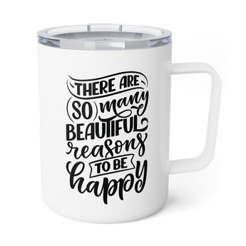 Faith Culture - So Many Beautiful Reasons to Be Happy - Christian Thanksgiving Insulated Coffee Mug, 10oz