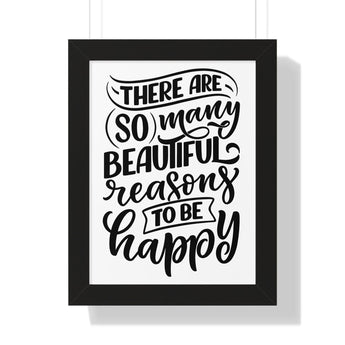 Faith Culture - So Many Beautiful Reasons to Be Happy - Christian Thanksgiving Wall Art 12″ x 16″ Black