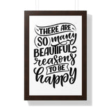 Faith Culture - So Many Beautiful Reasons to Be Happy - Christian Thanksgiving Wall Art 16″ x 24″ Walnut