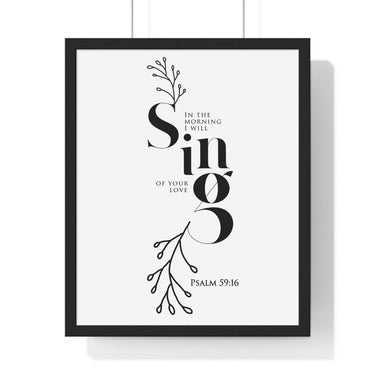 Faith Culture - Strength in Adversity - Psalm 59:16 - Christian Wall Art 16" x 20" Black