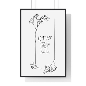 Faith Culture - Taste and See - Psalm 34:8 - Christian Wall Art 24″ x 36″ Black