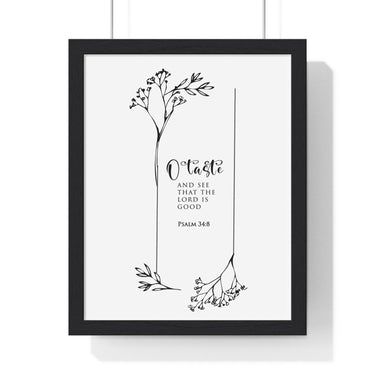 Faith Culture - Taste and See - Psalm 34:8 - Christian Wall Art 11″ x 14″ Black