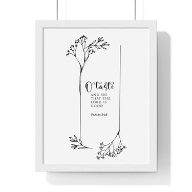 Faith Culture - Taste and See - Psalm 34:8 - Christian Wall Art 11″ x 14″ White